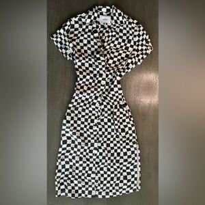 Pistola Black And White Checkered Button Up Maxi Dress XS